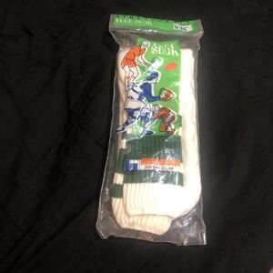 New With Tags White Green Stripes  Vintage Ballston Tube Socks Size 9-15 NOS